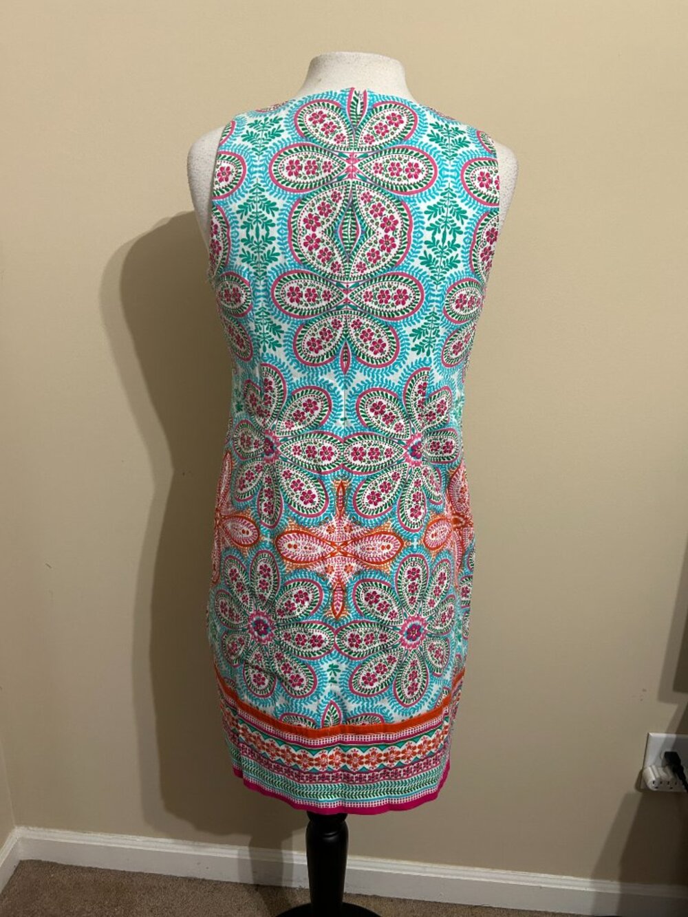 Share London Times Dress Womens Size 8 Blue Pink Paisley Floral Shift Work Party - Picture 5 of 10